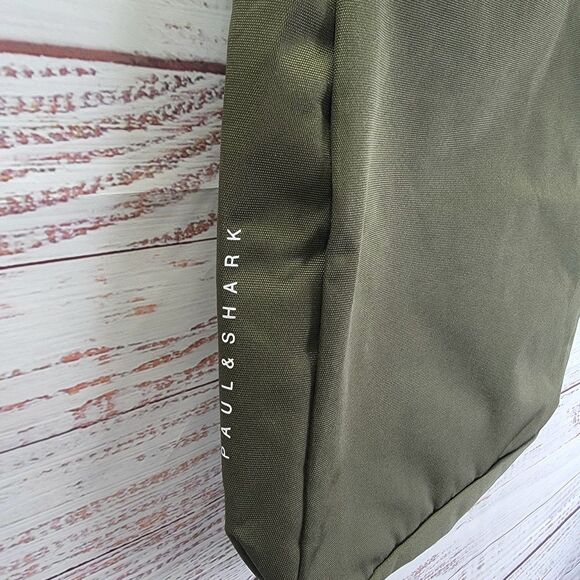 Paul & Shark Khaki Green Mens Bag Zipper Embroidered Casual Travel NWOT - Picture 9 of 16